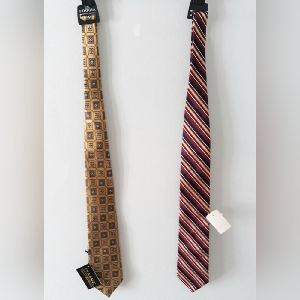 NWT Silk Gold and Red Ties Set